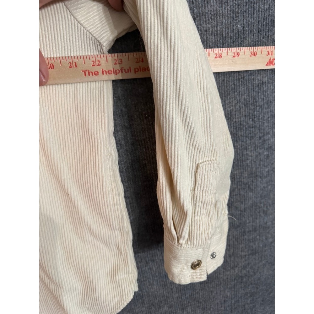 Kensie Jeans Cream Corduroy Button Down Shirt Womens Medium Off White Snap Front - Picture 8 of 8